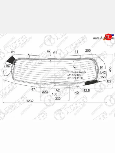 Стекло заднее (Цвет зеленый Обогрев Антенна) Mercedes-Benz A-Class 12-18 XYG W176-HBK RW/H/X