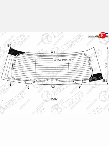 Стекло заднее (Цвет зеленый Обогрев Антенна) Mercedes-Benz M-Class 05-11 XYG W164 RW/H/X