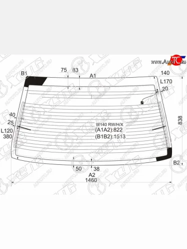 Стекло заднее (Цвет зеленый Обогрев Антенна) Mercedes-Benz S-Class 91-99 XYG W140 RW/H/X