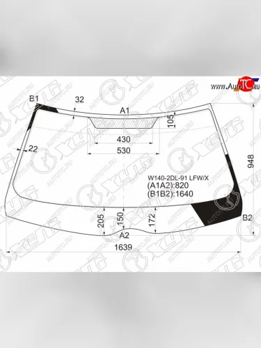 Стекло лобовое (2D CPE) Mercedes-Benz S-Class 91-94  CL-Class 92-98 XYG W140-2DL-91 LFW/X