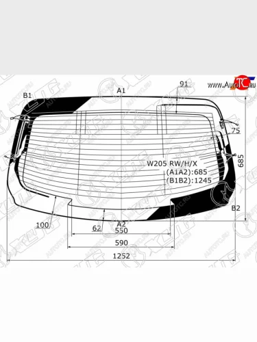 Стекло заднее (Цвет зеленый Обогрев Антенна) Mercedes-Benz C-Class 13-21 XYG W205 RW/H/X