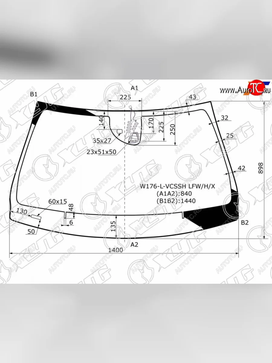 Стекло лобовое (Одна камера Датчик дождя) Mercedes-Benz A-Class 12-18  CLA-Class 13-19  GLA-Class XYG W176-L-VCSSH LFW/H/X  в Керчи Республика Крым