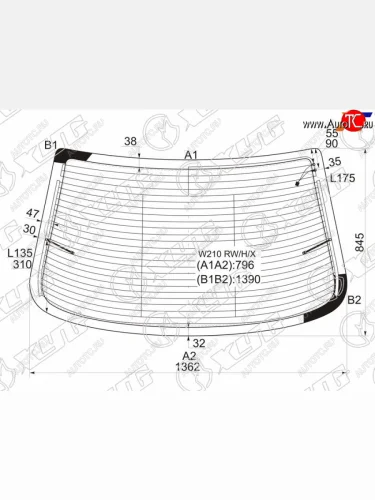 Стекло заднее (Цвет зеленый Обогрев Антенна) Mercedes-Benz E-Class 95-03 XYG W210 RW/H/X