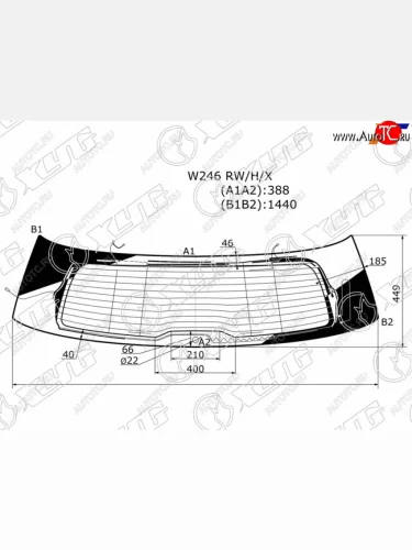 Стекло заднее (Цвет зеленый Обогрев Антенна) Mercedes-Benz B-Class 11-18 XYG W246 RW/H/X