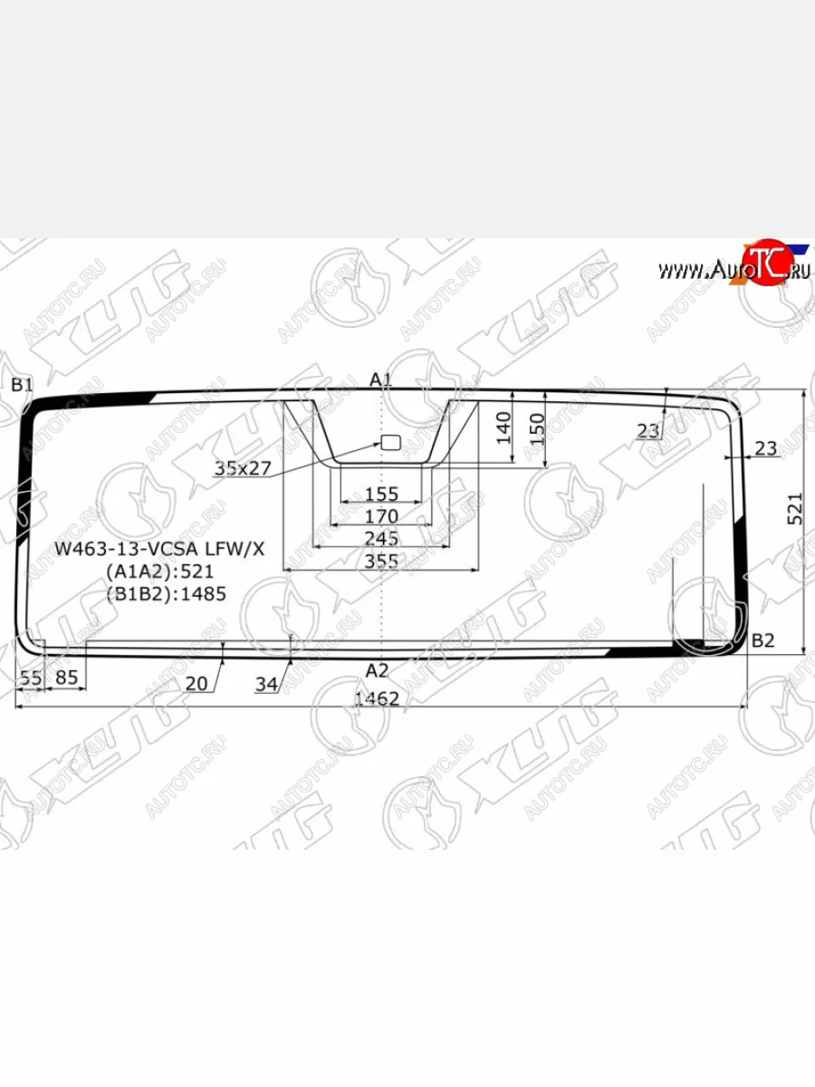Стекло лобовое (антенна, датчик дождя, в резинку) XYG Mercedes-Benz G class W463 5 дв. 7-ой рестайлинг (2015-2018) (зеленое)  в Перми Пермском крае