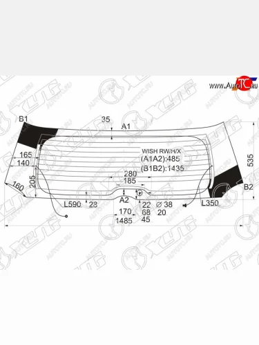 Стекло заднее (Цвет зеленый Обогрев) Toyota Wish 03-09 XYG WISH RW/H/X