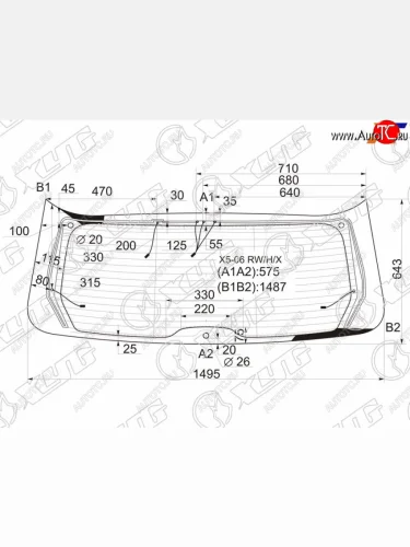 Стекло заднее (Цвет зеленый Обогрев Антенна) BMW X5 06-13 XYG X5-06 RW/H/X