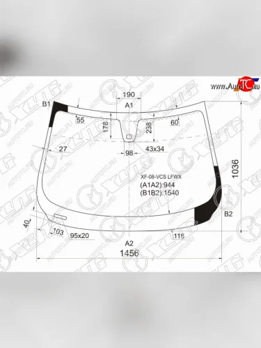 Стекло лобовое (Датчик дождя Молдинг) Jaguar XF 07-16 XYG XF-08-VCS LFW/X