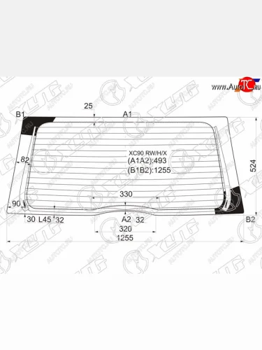 Стекло заднее (Цвет зеленый Обогрев) Volvo XC90 02-14 XYG XC90 RW/H/X