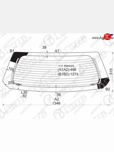 Стекло заднее (Цвет зеленый Обогрев) Nissan AD 99-02  Wingroad 99-01  Mazda Familia 98-08 XYG Y11 RW/H/X
