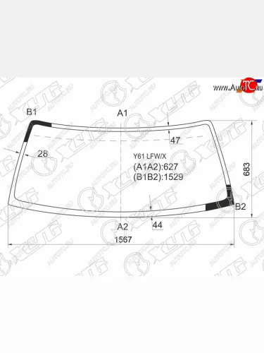 Стекло лобовое Nissan Patrol 97-10  Safari 97-07 XYG Y61 LFW/X