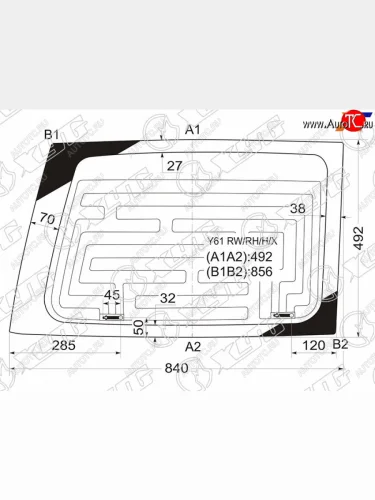Стекло заднее (Цвет зеленый Обогрев справа. распашная дверь) Nissan Patrol 97-10  Safari 97-07 XYG Y61 RW/RH/H/X