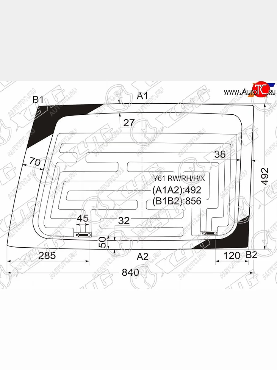 Стекло заднее (Цвет зеленый Обогрев справа. распашная дверь) Nissan Patrol 97-10  Safari 97-07 XYG Y61 RW/RH/H/X  в Керчи Республика Крым