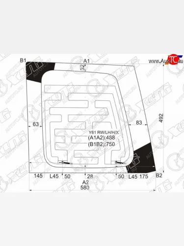 Стекло заднее (Цвет зеленый Обогрев слева. распашная дверь) Nissan Patrol 97-10  Safari 97-07 XYG Y61 RW/LH/H/X