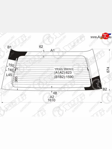 Стекло заднее (Цвет зеленый Обогрев) Toyota Lite Ace 92-96  Town Ace 92-96 XYG YR30V RW/H/X