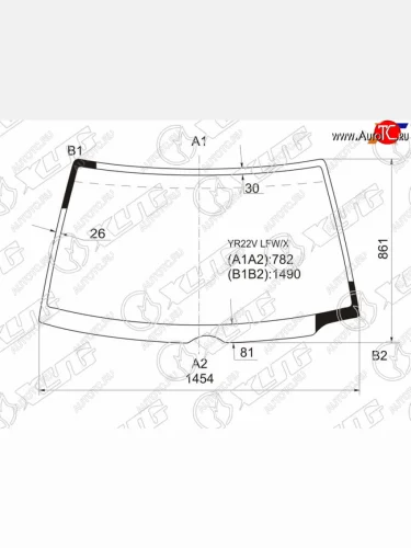 Стекло лобовое (С вырезом под щетки) Toyota Lite Ace 92-96  Town Ace 92-96 XYG YR22V LFW/X