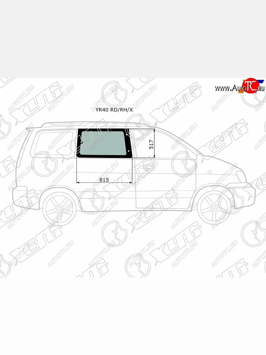 Стекло кузова боковое (не опускное) (Справа Цвет зеленый) Toyota Lite Ace 96-07  Lite Ace Noah 96- XYG YR40 RD/RH/X  в Керчи Республика Крым