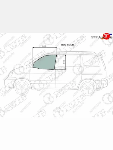 Стекло боковое опускное (Спереди Слева Цвет зеленый) Toyota Lite Ace 96-07  Lite Ace Noah 96-01  XYG YR40 FD/LH