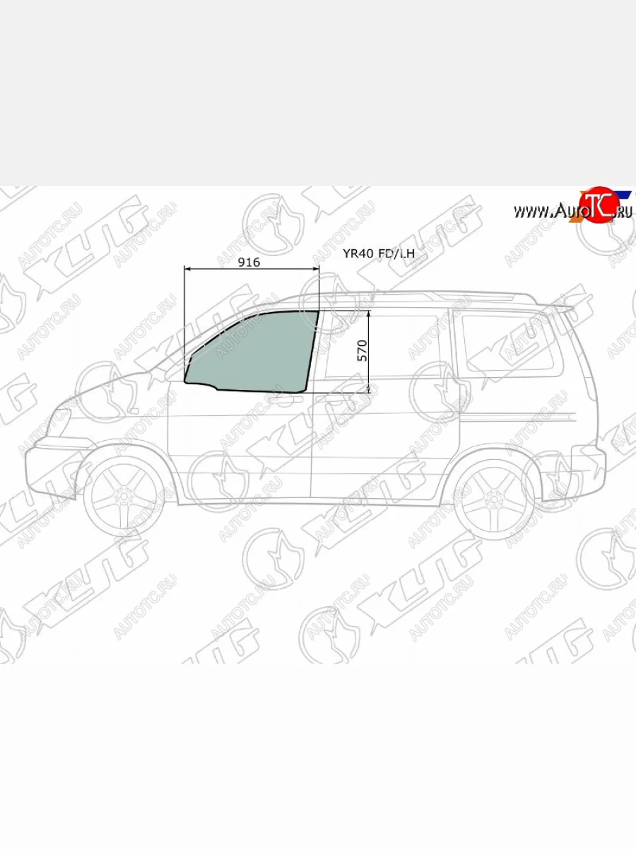 Стекло боковое опускное (Спереди Слева Цвет зеленый) Toyota Lite Ace 96-07  Lite Ace Noah 96-01  XYG YR40 FD/LH  в Керчи Республика Крым