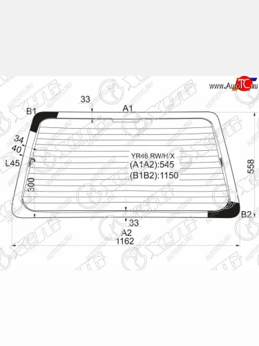 Стекло заднее (Цвет зеленый Обогрев) Toyota Lite Ace 96-07  Lite Ace Noah 96-01  Town Ace 96-08  XYG YR46 RW/H/X