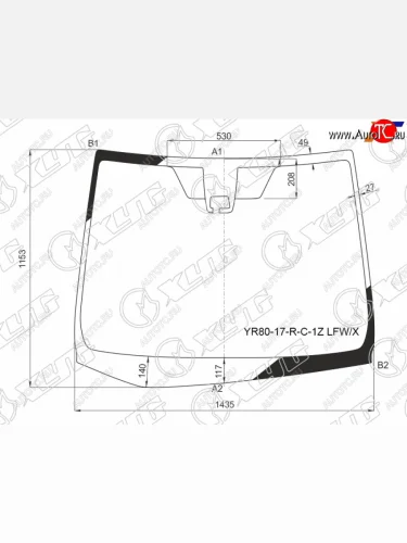 Стекло лобовое (камера) XYG (зеленое) Toyota Noah R80 рестайлинг (2017-2021)