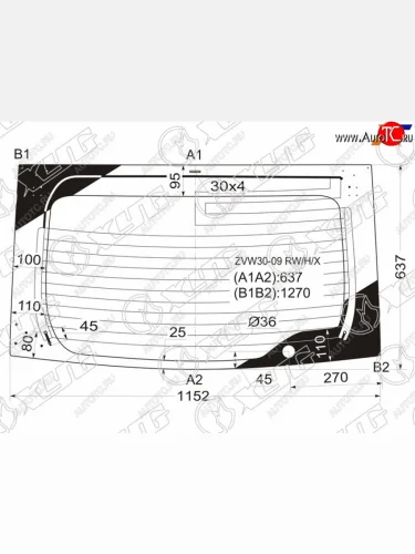 Стекло заднее (Цвет зеленый Обогрев) Toyota Prius (ZVW30) 09-16  Prius PHV 12-16 XYG ZVW30-09 RW/H/X