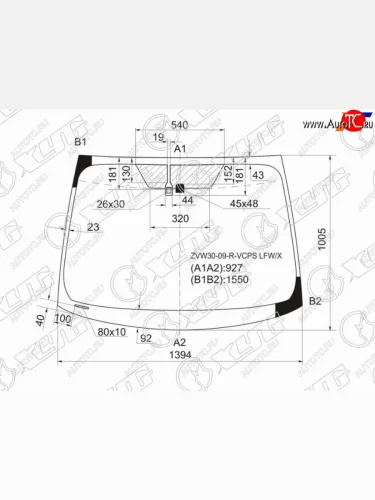 Стекло лобовое (Датчик дождя) Toyota Prius (ZVW30) 09-16  Prius PHV 12-16 XYG ZVW30-09-R-VCPS LFW/X