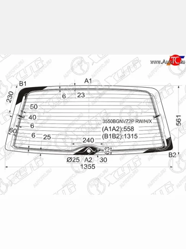 Стекло заднее (Цвет зеленый Обогрев) Ford Galaxy 95-06  SEAT Alhambra 96-10  Volkswagen Sharan 95 XYG 3550BGNVZ2P RW/H/X