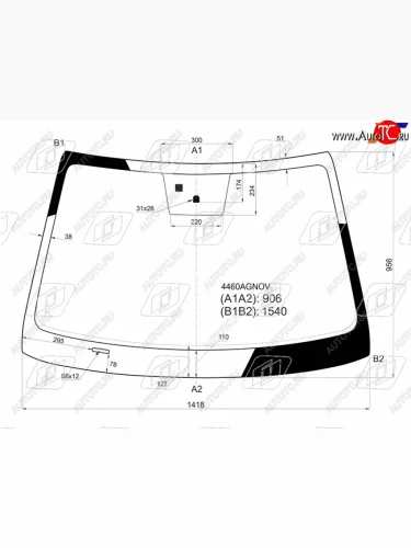 Стекло лобовое (место под датчик запотевания) FUYAO (зеленое) KIA Forte 2 YD хэтчбэк 5 дв. рестайлинг (2017-2018)