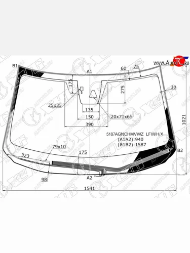 Стекло лобовое (обогрев щеток, камера, датчик дождя, молдинг) XYG (зеленое) Mazda CX-5 KF (2016-2025)