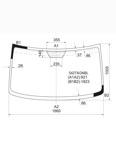 Стекло лобовое (Высокая крыша) Mercedes-Benz Sprinter 95-06  Sprinter classic RUS 13-18  Volkswage FUYAO 5427AGNBL