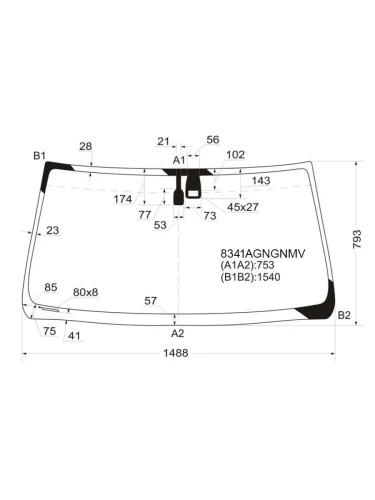 Стекло лобовое (Датчик дождя) Toyota Land Cruiser Prado (J120) 02-07  Lexus GX460 09-19  GX470 02- FUYAO 8341AGNGNMV