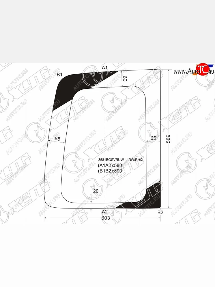 Стекло заднее (Цвет зеленый) Volkswagen Caddy 03-20 XYG 8581BGSVRUW1J RW/RH/X  в Воронеже Воронежской области