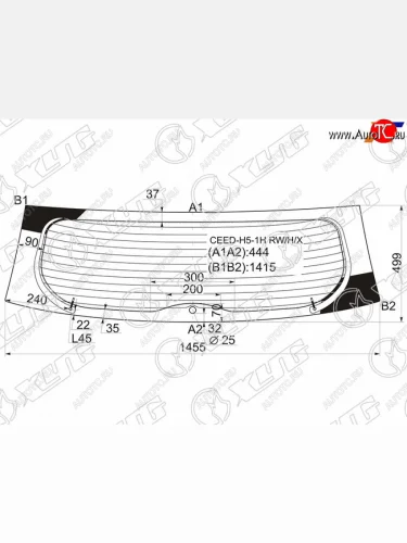 Стекло заднее (Цвет зеленый Обогрев 5D HBK) Kia Ceed 06-12 XYG CEED-H5-1H RW/H/X