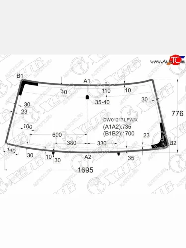 Стекло лобовое (Молдинг) Chevrolet Tahoe 95-07  Cadillac Escalade 99-06  Chevrolet Avalanche 03-06 XYG DW01217 LFW/X