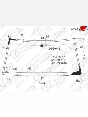 Стекло лобовое Toyota Land Cruiser (J100) 98-07  Lexus LX 98-07  Toyota Land Cruiser Cygnus 98-07 XYG FJ100-1 LFW/X