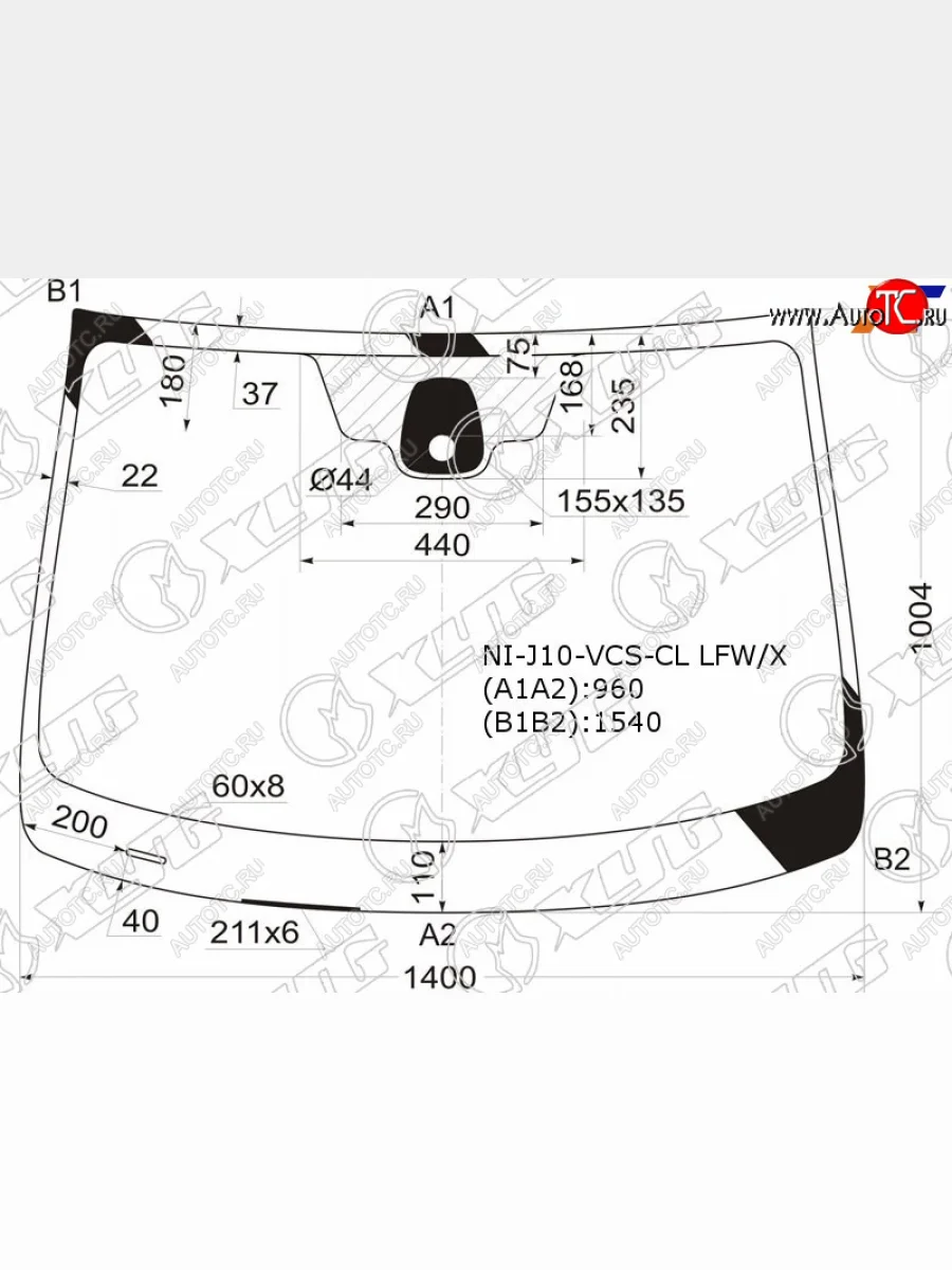 Стекло лобовое (датчик дождя) XYG Nissan Qashqai +2 1 J10 дорестайлинг (2008-2010) (зеленое)  с доставкой в г. Керчь