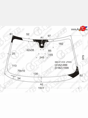 Стекло лобовое (датчик дождя) XYG Volvo V70 (2008-2016) (зеленое)