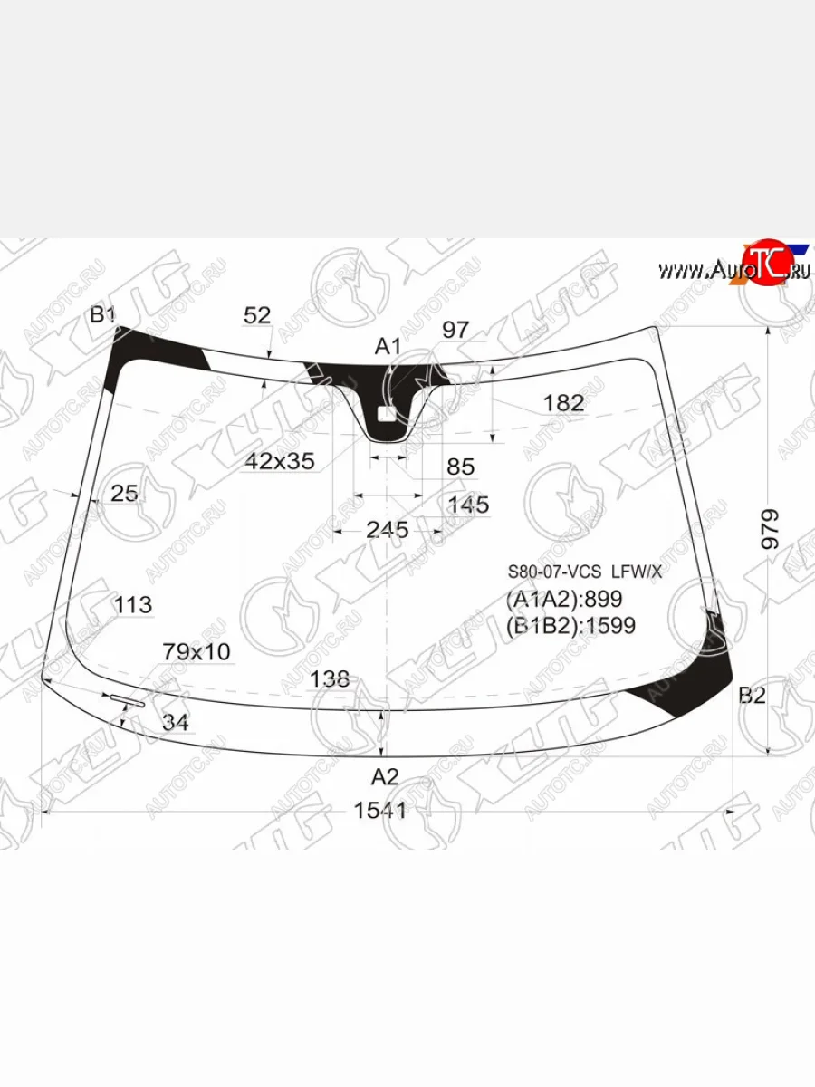 Стекло лобовое (датчик дождя) XYG Volvo XC70 рестайлинг (2013-2016) (зеленое)  с доставкой в г. Керчь