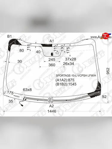 Стекло лобовое (обогрев щеток, датчик дождя) XYG (зеленое) KIA Sportage 3 SL дорестайлинг (2010-2014)