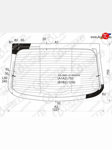 Стекло заднее (Цвет зеленый Обогрев Антенна) Renault Fluence 09-17 XYG SS-SM3-10 RW/H/X