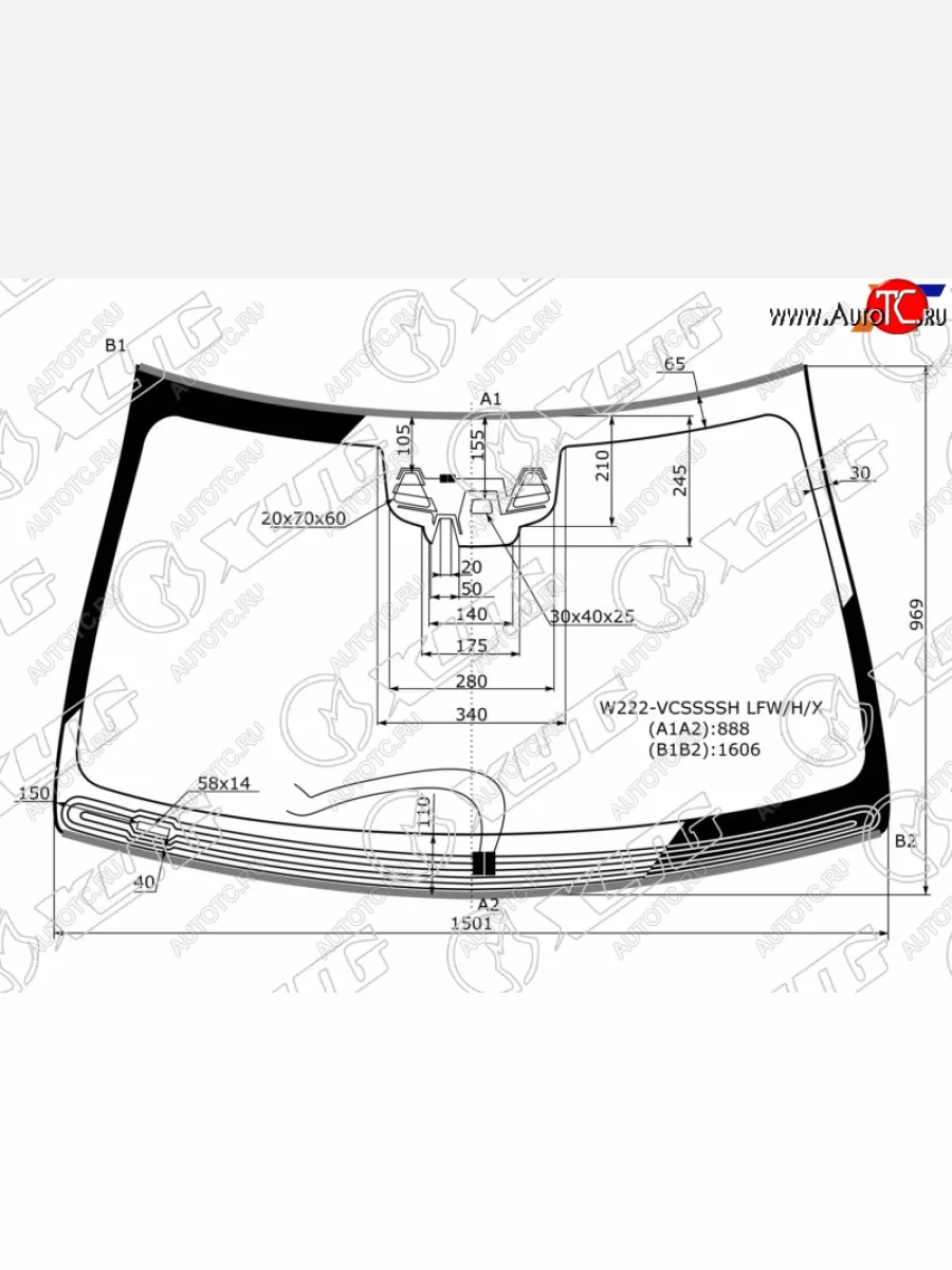 Стекло лобовое (Обогрев щеток Три камеры Датчик дождя Молдинг) Mercedes-Benz S-Class 13-18 XYG W222-VCSSSSH LFW/H/X  в Керчи Республика Крым