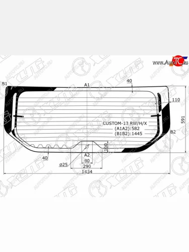 Стекло заднее (Цвет зеленый Обогрев) Ford Transit Custom 13-19 XYG CUSTOM-13 RW/H/X