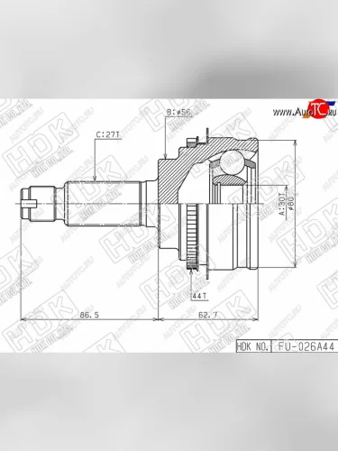 Шрус наружный SUBARU IMPREZA GF8 4WD 98- FORESTER SF9 HDK FU-026A44
