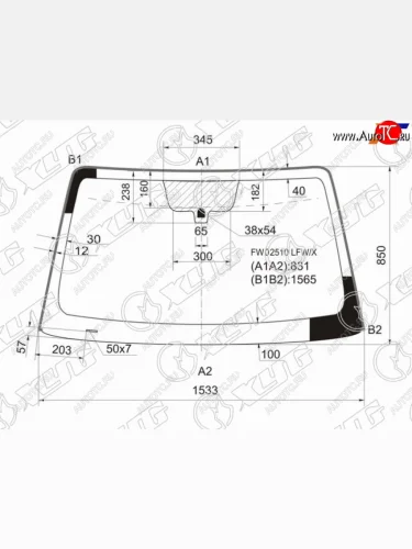 Стекло лобовое (Молдинг) Infiniti QX56 04-10  Nissan Armada 03-16  Frontier 04-21  Navara 04-15  XYG FW02510 LFW/X