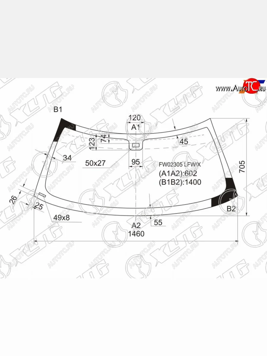 Стекло лобовое (датчик дождя) XYG Mini Clubman R55 дорестайлинг (2008-2010) (зеленое)  с доставкой в г. Керчь