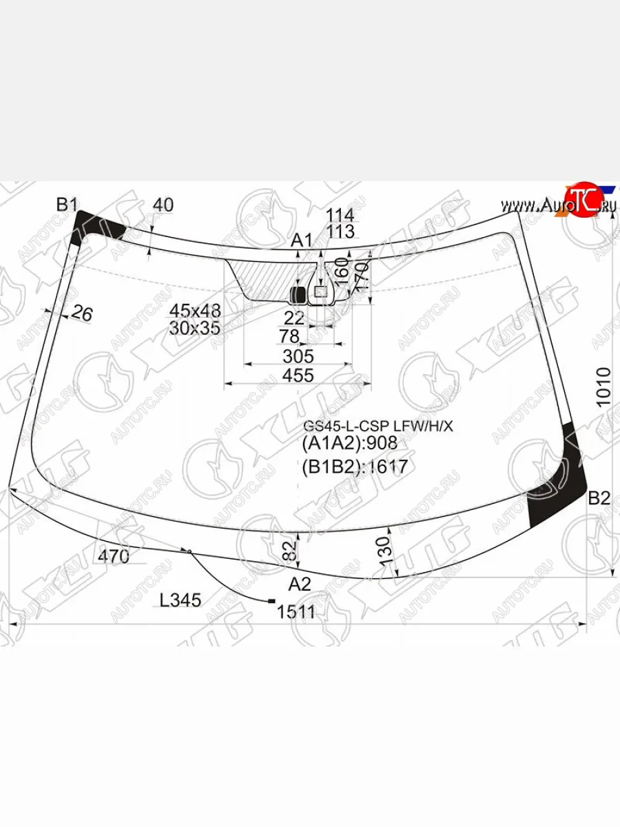 Стекло лобовое (обогрев щеток, датчик дождя) XYG CITROEN C-crosser (2007-2012) (зеленое)  в Керчи Республика Крым