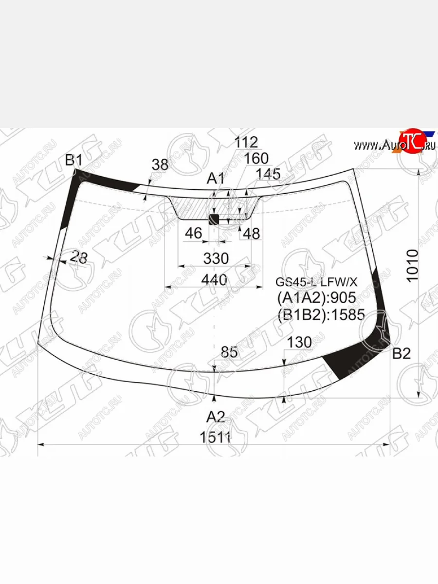 Стекло лобовое Mitsubishi Outlander 05-12  Citroen C-Crosser 07-12  Peugeot 4007 07-14 XYG GS45-L LFW/X  в Керчи Республика Крым