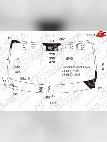 Стекло лобовое (Датчик дождя) Opel Movano 10-  Renault Master 10- XYG MASTER-09-VSCP LFW/X