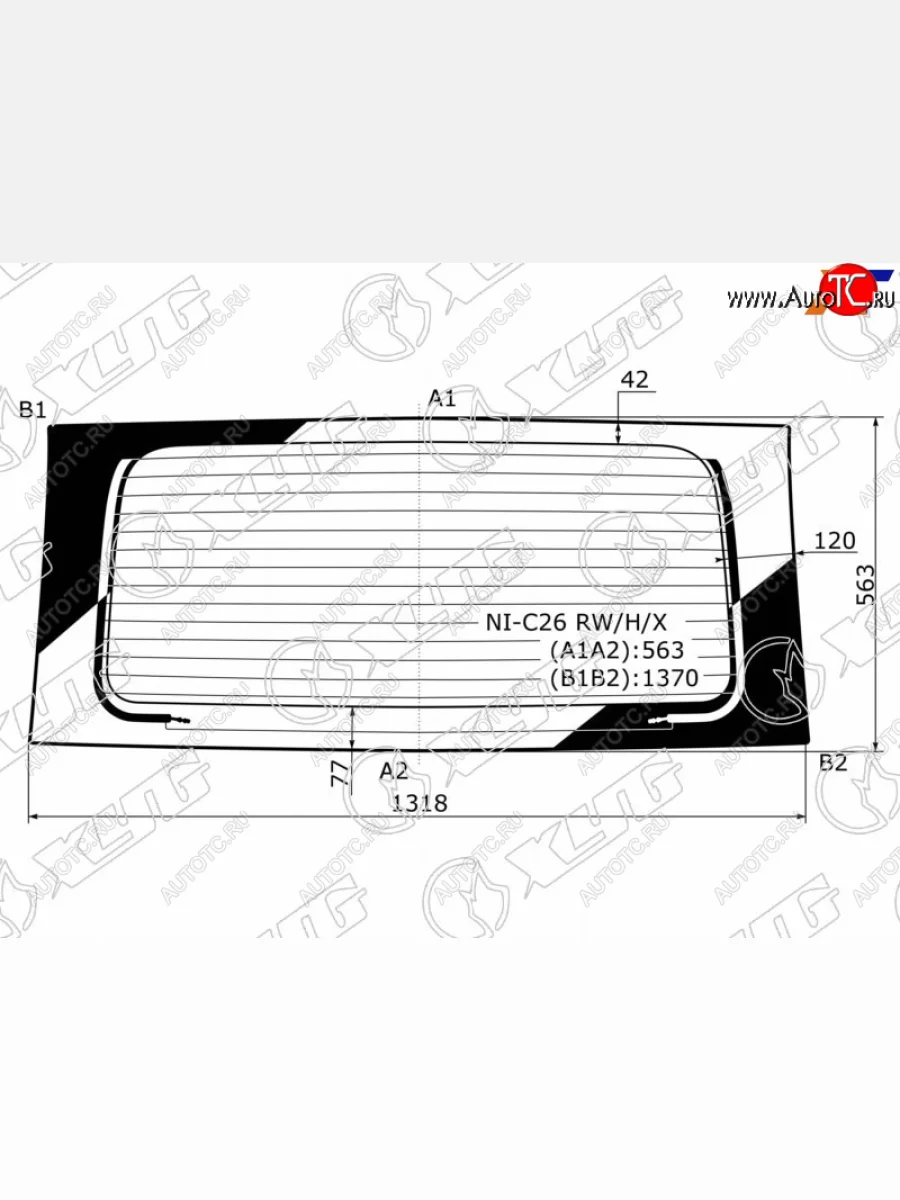 Стекло заднее (Цвет зеленый Обогрев) Nissan Serena 10-16 XYG NI-C26 RW/H/X  в Воронеже Воронежской области